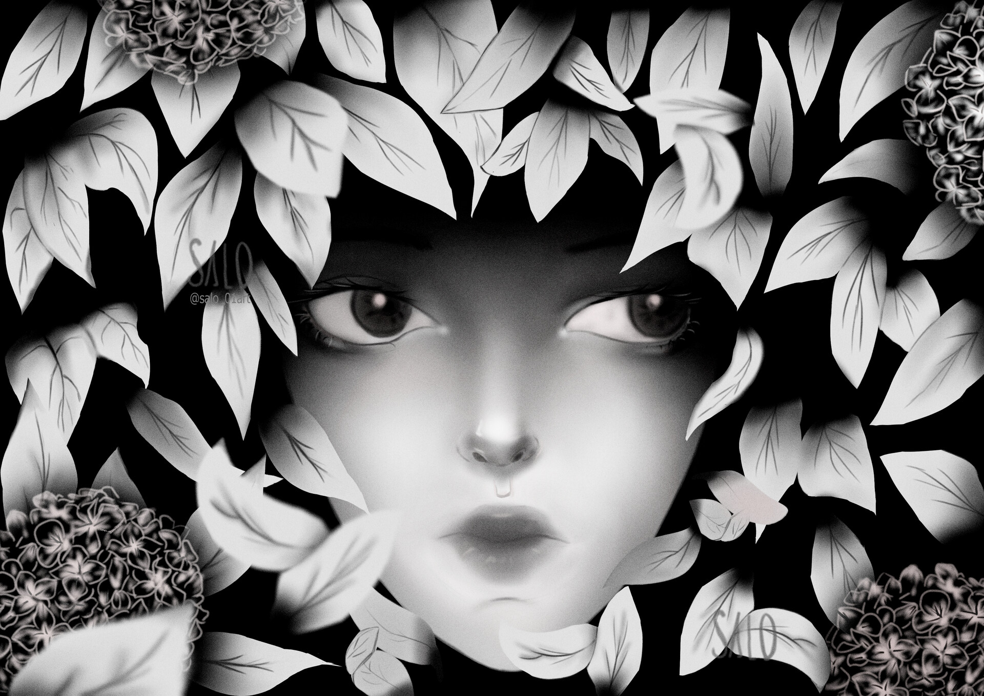 Black Flower — ilustración digital de SALOART