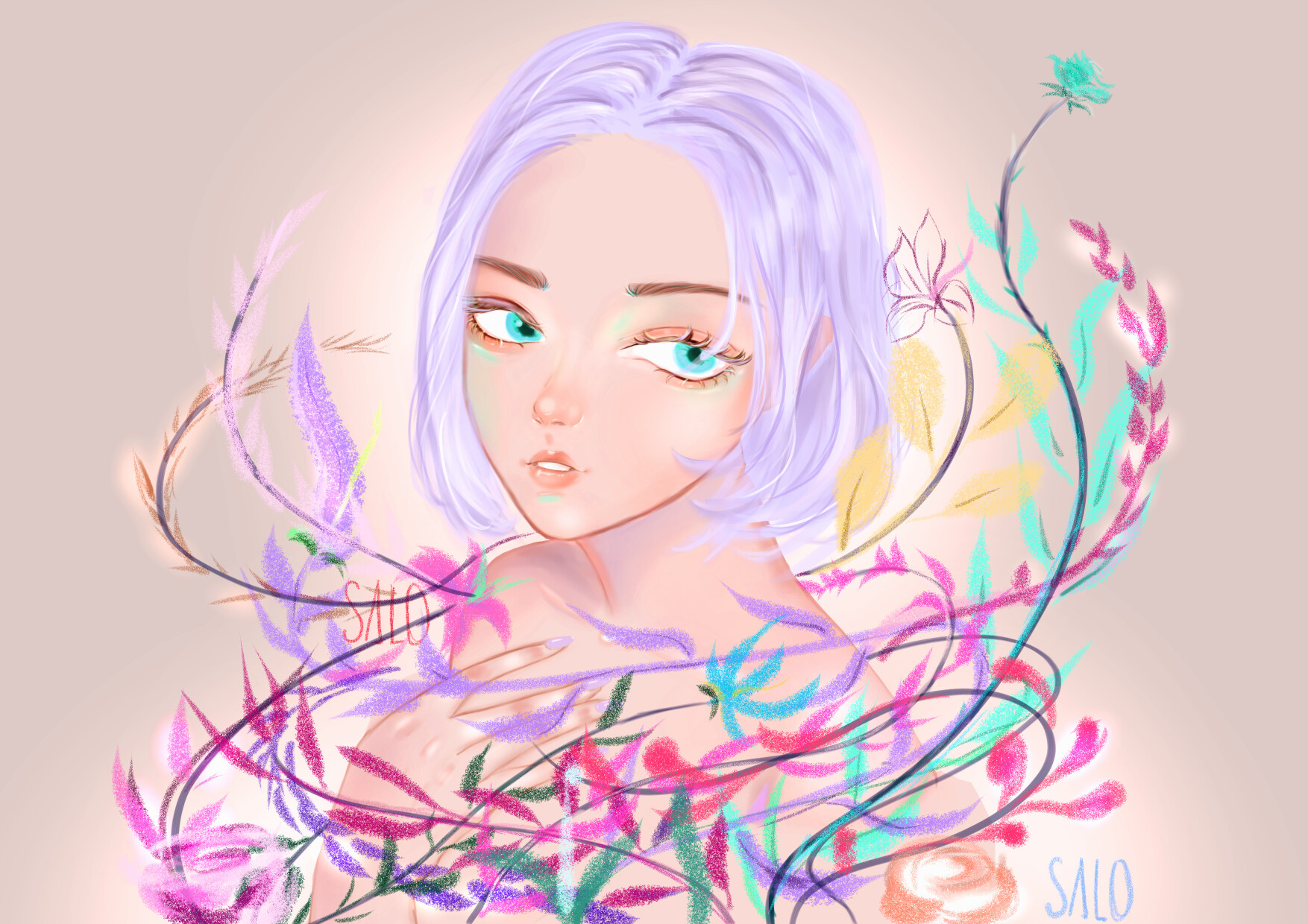Pink Flower — ilustración digital de SALOART