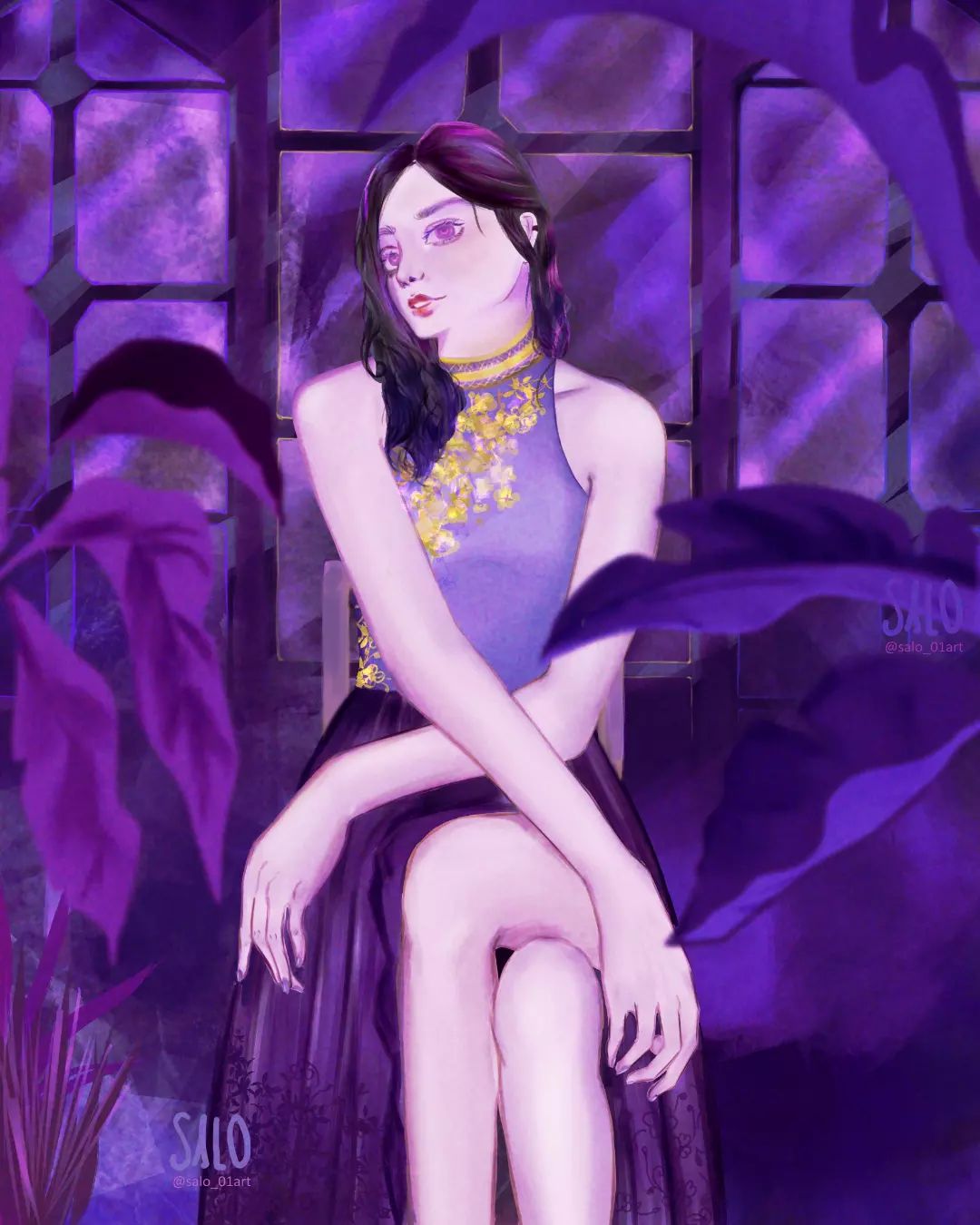 Purple Flower — ilustración digital de SALOART